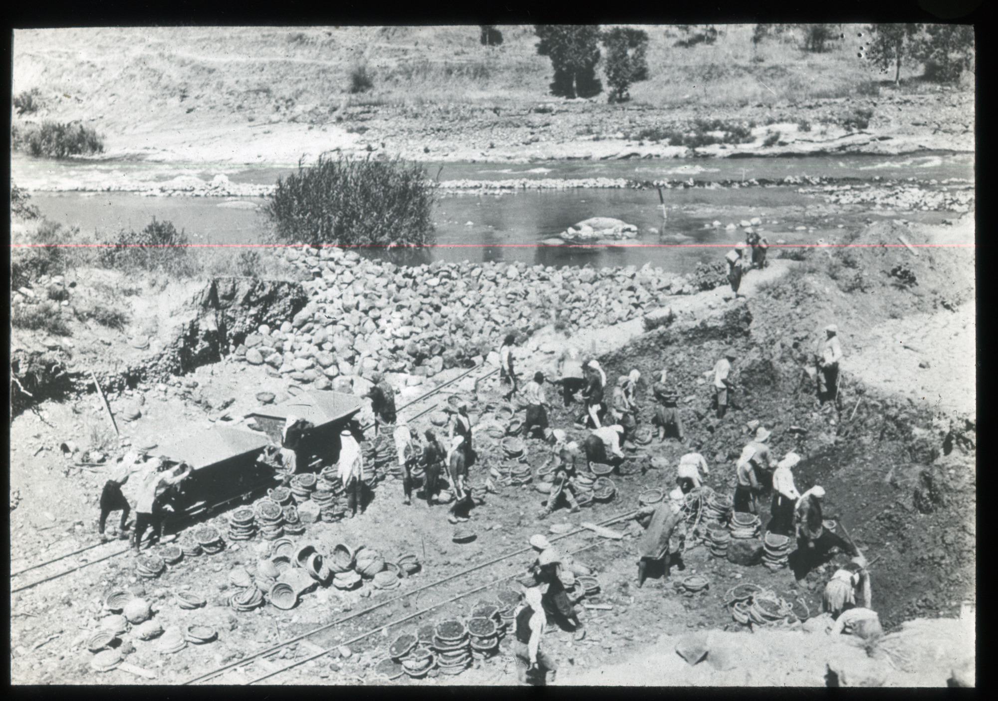 Beginning work on the canal to divert water from the Yarmuk River for ...