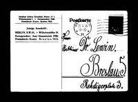 Letters from Arthur Kronthal to Louis Lewin. Typewritten