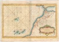 Carte reduite des costes Occidentales d'Afrique Premiere feuille contenant les costes de Barbarie depuis le Detroit de Gibraltar jusqu'au Cap Bojador et les Isles Canaries.
