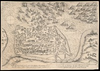 Disigno dell'Isola de Gerbi con le seche che la difendeno dall'inondatione del mare et Il sito della fortezza fatta da Christiani alla defesa della quala ui è restato cinque millia ualorosi soldati, è buona prouisione di vituaglie e monitione che con l'aiuto di Dio bastara à diffenderla dall'Insulti de l armata Turchescha.