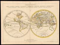 Orbis vetus, et orbis veteris utraque continens, Terrarumque Tractus Arcticus, et Antarcticus ex Platone, Theopompo, Sive Aeliano, Manilio &c Autore N. Sanson Abbavillæo ; Jean Somer Pruthenus Sculpebat.