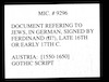Document in German referring to Jews.