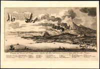 Prospetto del Vesuvio nell' eruzione occorsa... Fran. La Marra Sculp. Neap. Ant.Iolli del.