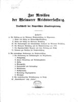 Zur Revision der Weimarer Reichsverfassung : Denkschrift der Bayerischen Staatsregierung.