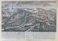Prospeckt der heutigen Stadt Bethlehem von der Morgenseite betrachtet F. Kraus scul.