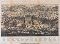 Jerusalem aus der Vogelschau Entworfen und gezeichnet von Adolf Eltzner. Druck von F.A. Brockhaus in Leipzig.
