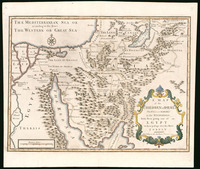 A map of the Children of Israel's travels and marches in the wilderness from their going out of Egypt to their passage over the river Jordan According to the author's scheme. J. Mynde sc.