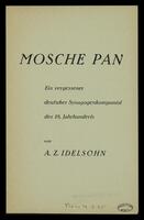 Mosche Pan : Ein vergessener deutscher Synagogenkomponist des 18. Jahrhunderts.