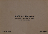 Sophie Perelman - Secretary school of law and economics.