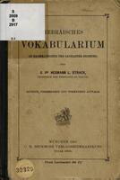 Hebräisches vokabularium : in grammatischer und sachlicher ordnung / von Hermann L. Strack.