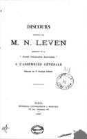 Discours, prononcé par N. Leven, président de la "Jewish Colonization Association" à l'assemblée générale, tenue le 7 juillet 1907.