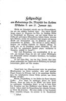 Predigten und Gebete zur Feier des Geburtstages Seiner Majestät des Kaisers Wilhelm II. im Kriegsjahre 1915 / von Lion Wolff.