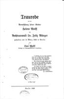 Traurede bei der Vermählung seiner Kinder Helene Wolff mit Rechtsanwalt Felix Münzer, gehalten am 13. März 1906 in Berlin / von Lion Wolff.