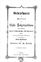 Gedenkworte zur Feier des 25 jähr. Hochzeitsjubiläums Ihrer Majestäten unseres durchlautigsten Herrscherpaares : gesprochen am 24. April 1879 in der Synagoge zu Mähr. Weisskirchen / von Rabbiner Dr. M. Deutsch.