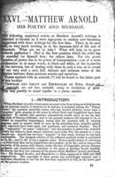 Matthew Arnold : his poetry and message.