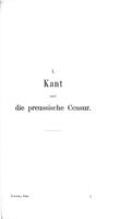 Immanuel Kant und die preussische Censur : nebst kleineren Beiträgen zur Lebensgeschichte Kants / von Emil Fromm.