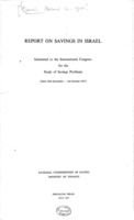 Report on savings in Israel : submitted to the International Congress for the study of savings problems (Paris, 30th September - 3rd October 1957.).