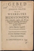 Gebed van de Portugueze joodse natie : dat op de Weekelyke Bedestonden (die gehouden worden alle Woensdagen des Namiddags de Klokke 6 Uuren in hunne synagogue) gedaan werd / in het Hebreeuws opgesteld door de Hoog-Geleerde Heeren Opper Rabynen Derselver Gemeente en in het Nederduyts vertaalt door een liefhebber.