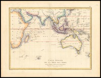 Carte réduite de la mer des Indes et de la partie Occidentale du Grand Océan / Dressée par J. B. Poirson ; Gravé par Tardieu.