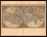 Orbis terrae compendiosa descriptio Quam ex Magna Universali Gerardi Mercatoris Domino Richardo Gartho, Geographiae ac caeterarum bonarum artium amatori ac fautori summo, in veteris amicitiae ac familiaritatis memoriam Rumoldus Mercator fieri curabat.