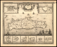 Plan de L'Isle de Candie Iadis Crete et Isles voisines Par le Chevalier de Beaulieu.