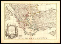 Carte de la Grece Dressée Sur un grand nombre de memoires anciens et nouveaux, Sur ceux de Mrs. Wheler et Tournefort, sur les observations astronomiques de Mr. Vernon du P. Feuillée Minime &c. Par G. De L'Isle... 1707.