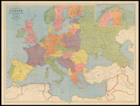 Bartholomew's map of Europe and the Mediterranean Boundaries of states 1938.