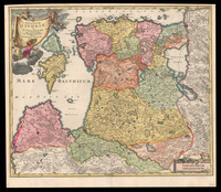 Ducatuum Livoniae et Curlandiae cum vicinis Insulis Nova Exhibitio Geographica editore Ioh. Baptista Homanno.