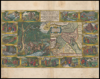 Tabula geographica, in qua Paradisus, nec non regiones, urbes, oppida, et loca describuntur, quorum in Genesi mentio fit / Baptista Doetechomius sculpsit.
