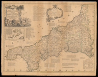 A new improved map of Cornwall from the best surveys & intelligences divided into its hundreds shewing the several roads and true measured distances between town & town also the rectories and vicarages the parks & seats of the nobility & gentry with other useful particulars regulated by astronomical observations / By Thos. Kitchin.