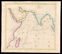 Carte des courants pour le tems de la Mousson du S.O. au N. de la ligne Lattré.