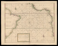 A new generall chart of the coast of Guinea and Brasil From C. Virde to C. de Bonne Esperance, and from the River of Amazons to Rio de la Plata & c.of Ed: Wrights Projection vut, Mercators Chart / By Ier: Seller and Cha.Price.