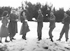 Moshe Dayan playing with snow which covered Jerusalem – הספרייה הלאומית
