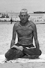 Yoga man, lifting himself at the Tel Aviv marina.