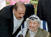 PLO leader Yasser Arafat receive an addvise from Gibril Ragub during his visit with President Weizman.