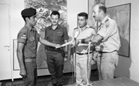 CO Air Force Aluf Moti Hod, bestow to private Yosef Elhadad a medal for bravery and courage for acting during an enemy activity.