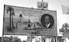 The entrance to El Arish area with slogans of Anwar Saadat.