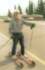 Retired Professor Boris Man, (74) former manger of the surgery department of the Mweir Hospital in Kfar Saba, is skiing on his hand made roller ski.