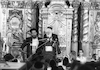 Rabbi Shah addressing at Ponivez Yeshiva in Bnei Brak.