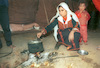 A Beduin woman cooking in a tent in the Beduin village Rahat.