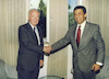 RABIN MEETS EGYPTIAN FOREIGN MINISTER.