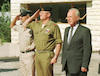 PM Rabin Itzhak and Gen. Dani Yetom receiving President Chiluba of Zambia at the Defence Ministry in Tel Aviv.