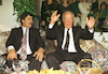 PM Rabin Itzhak celebrate the Mimouna part this year on 24 April 1995 at Mazkeret Batia village with hundreds of Morroccans Jews at Labour party member Rafi Swissa's home.