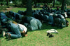 Moslems praying outside the Prime Ministers office in Jerusalem.