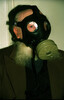An orthodox Jew wearing a Gas mask during an alert – הספרייה הלאומית