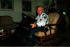 Chief of Police Yacov Terner at home with his dog.