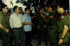 RABIN PRESSURES PLO AFTER ATTACKS Prime Minister and Defense Minister Yitzhak Rabin, Deputy Defense Minister Mordechai Gur, IDF Chief of Staff Ehud Barak and OC Southern Command Maj-Gen. Matan Vilnay visited Kissufim Junction in the Gaza Strip, 15 August 1994, the scene of two terrorist attacks a day earlier in which one Israeli was killed and six were injured.