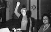 ראש הסוכנות היהודית, אריה דולצ'ין, משתתף בטקס פתיחת בית ליגת הנשים בתל אביב ברחוב המלך ג'ורג' 37 – הספרייה הלאומית