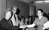 ראש הסוכנות היהודית, אריה דולצ'ין, משתתף בטקס פתיחת בית ליגת הנשים בתל אביב ברחוב המלך ג'ורג' 37 – הספרייה הלאומית