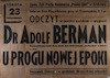 Dr. Adolf Berman - Uprogu nowej epoki – הספרייה הלאומית